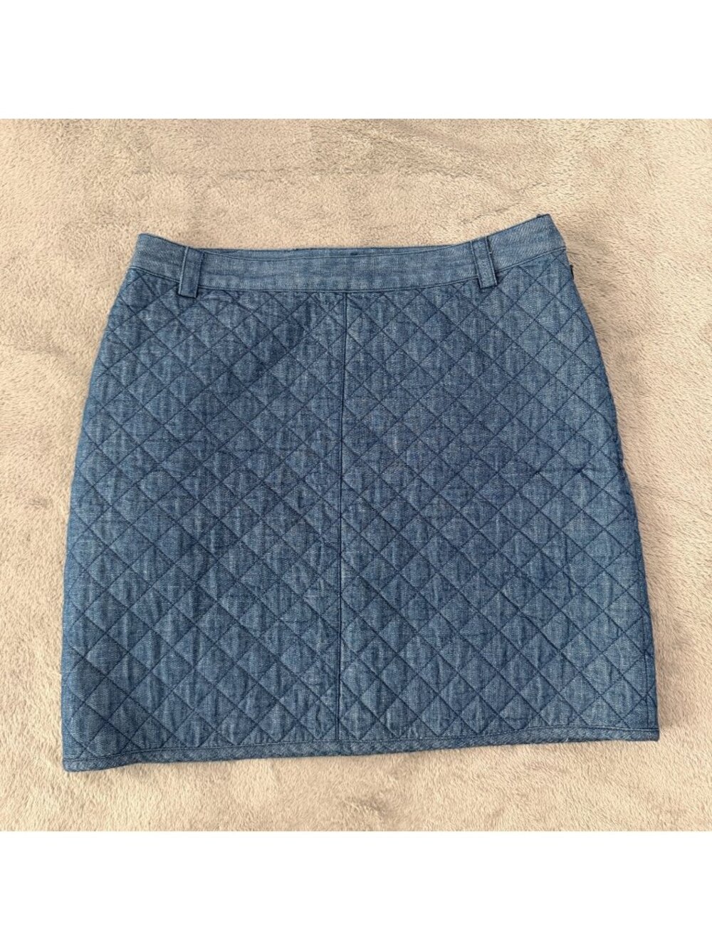 Brooks Brothers Red Fleece Cotton Quilted Skirt Womens size 10 Blue